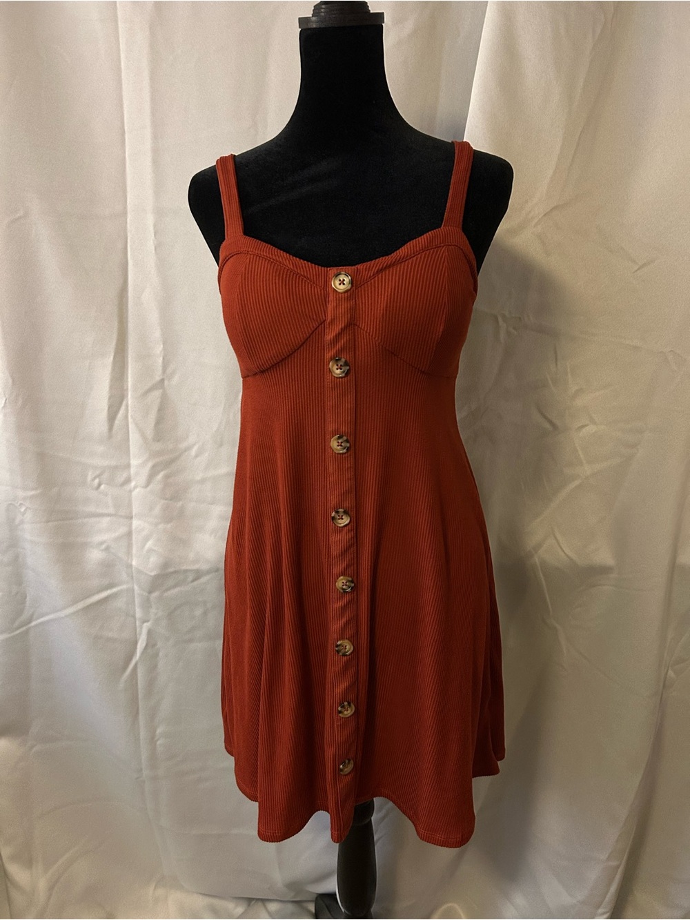 No Boundaries Rust Button-Front Mini Dress